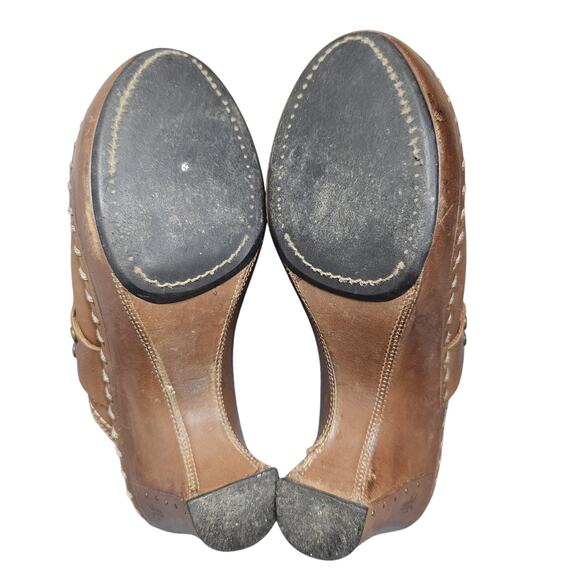 Frye Charlotte Mule Womens 7 Brown Leather Clog Ring Stud Whipstitch Western - Picture 8 of 9
